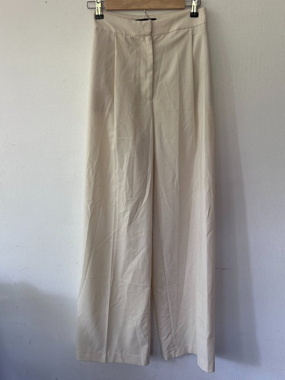 Zara Wide Leg Trousers Womens Small Cream Corpcore Old Money Classic Neutral